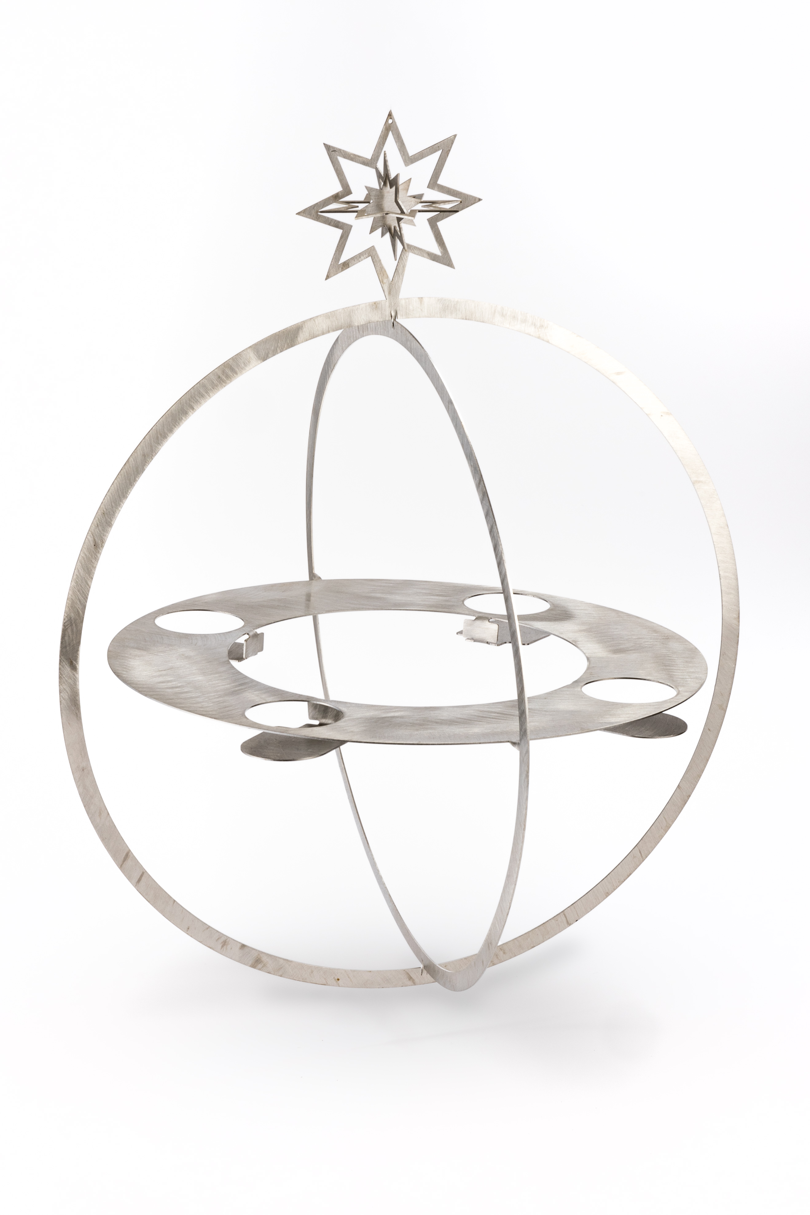 Adventskranzkugel aus Edelstahl/Messing mit Stern